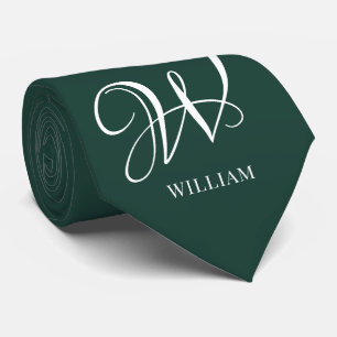 Initial Personalized Elegant Emerald Monogram  Tie