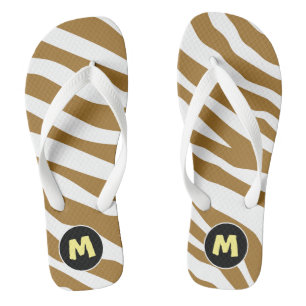 Initial Pretty animal print l Brown and white Thongs