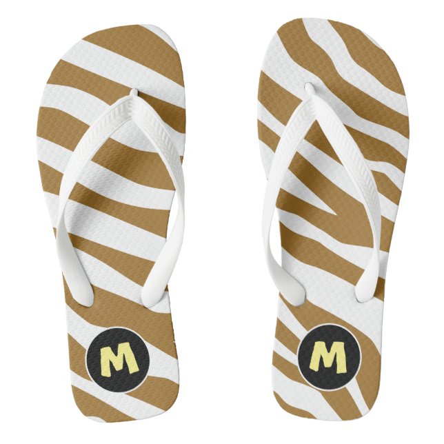 Initial Pretty animal print l Brown and white Thongs (Footbed)