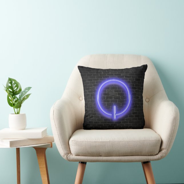 Initial Q in Neon Marquee On Brick   Cushion (Chair)