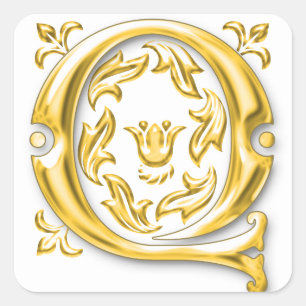 Initial Q Monogram Sticker in Gold