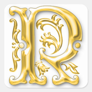 Initial R Monogram  Sticker in Gold