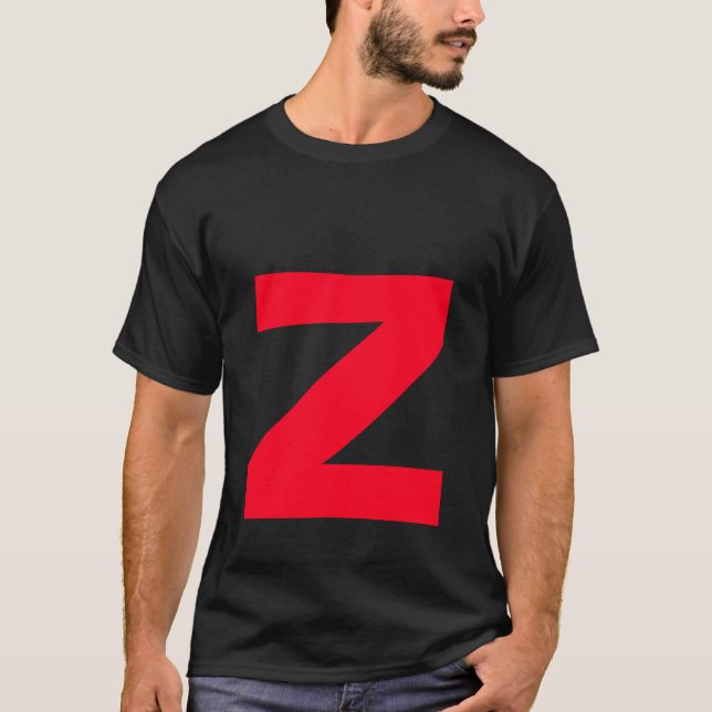 Initial Red Monogrammed Handwritten Own Name Black T-Shirt (Front)