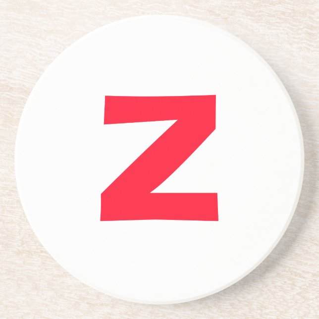 Initial Red Monogrammed Huge Letter Own Name Coaster (Front)
