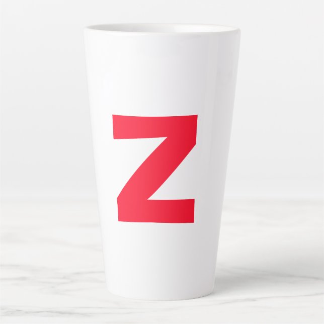 Initial Red Monogrammed Huge Letter Own Name Latte Mug (Front)