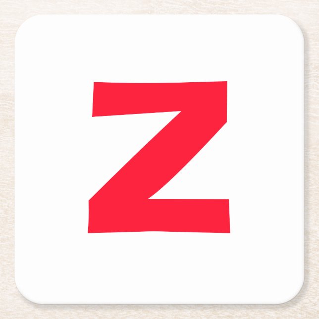 Initial Red Monogrammed Huge Letter Own Name Square Paper Coaster (Front)