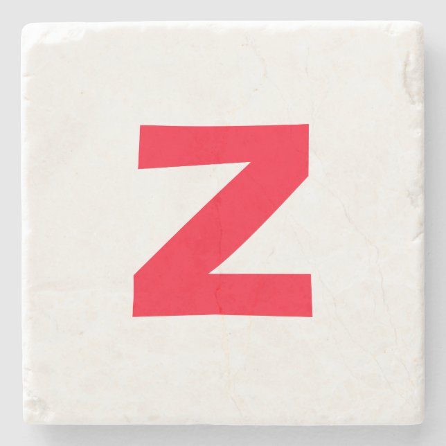 Initial Red Monogrammed Huge Letter Own Name Stone Coaster (Front)