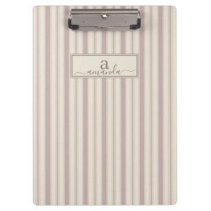 Initial Rustic Farmhouse Striped Beige & Taupe Clipboard