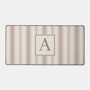 Initial Rustic Farmhouse Striped Beige & Taupe Desk Mat