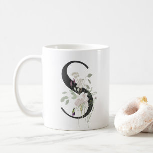 Initial S With Soft colour flower Coffee Mug