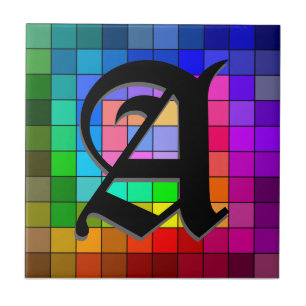 Initial Stained Glass Colour Chips Ceramic Tile