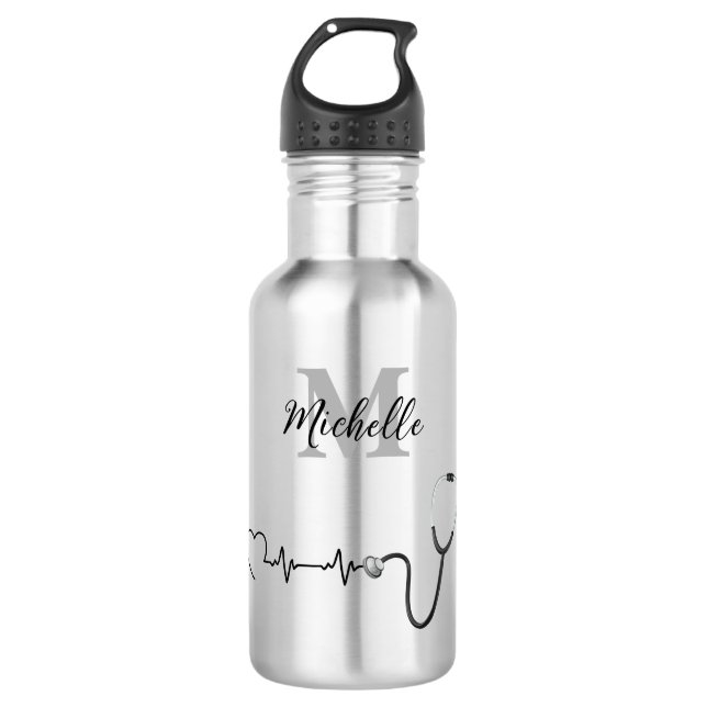 Initial Stethoscope Heartbeat Retirement Keepsake 532 Ml Water Bottle (Front)