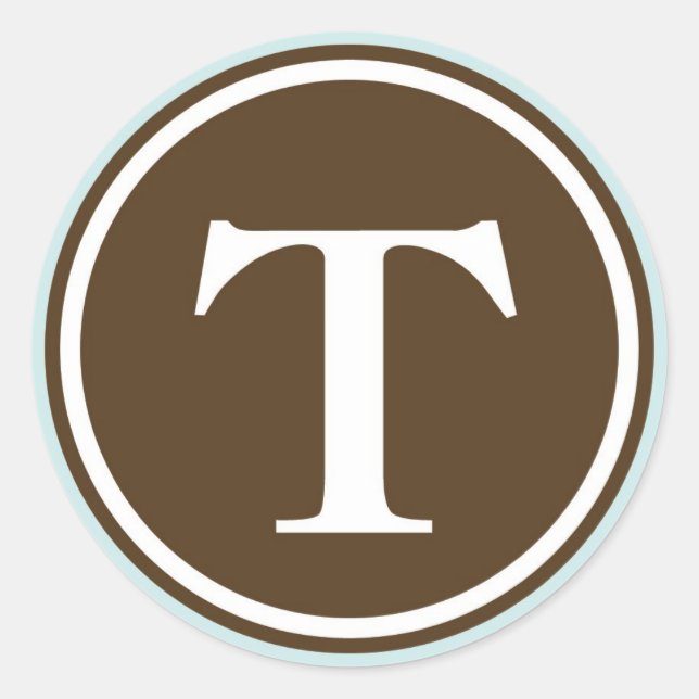 Initial T monogram circle letter seal party favour (Front)