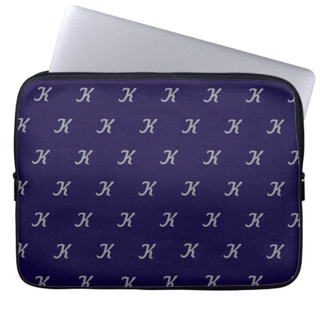 Initial Tablet Case (Navy Blue & Silver) (Front)