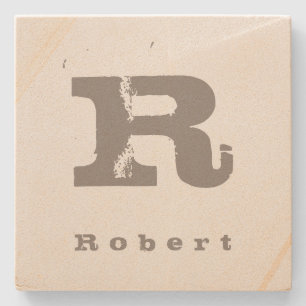 Initial Template Modern Design Monogram Sandstone Stone Coaster