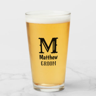 Initial Typography Modern Monogrammed Groom Glass