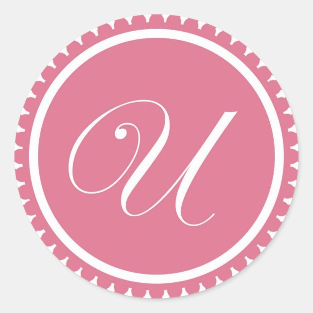 Initial U princess pink monogram seal party favour (Front)