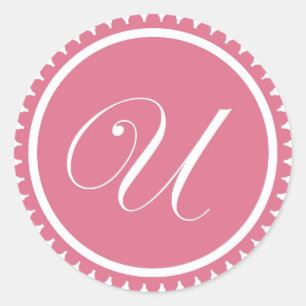 Initial U princess pink monogram seal party favour