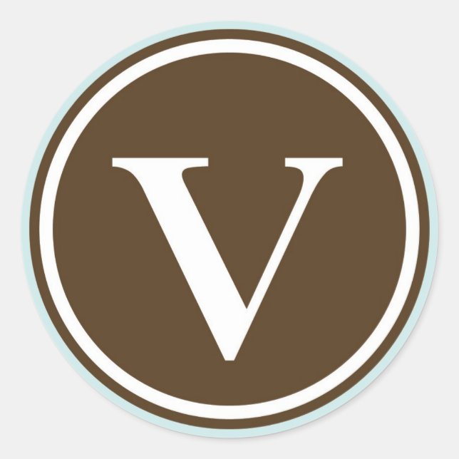 Initial V monogram circle letter seal party favour (Front)