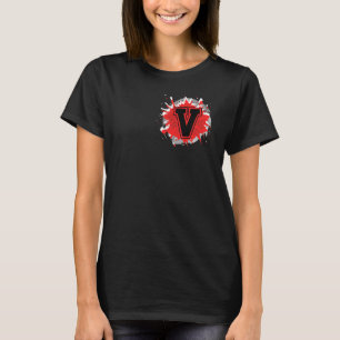 Initial V Monogram Letter Custom Personalised Cust T-Shirt