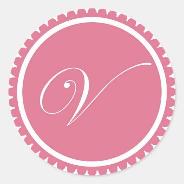 Initial V princess pink monogram seal party favour (Front)