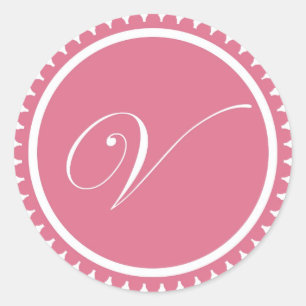 Initial V princess pink monogram seal party favour
