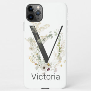 Initial V With Soft colour flower Custom  iPhone 11Pro Max Case