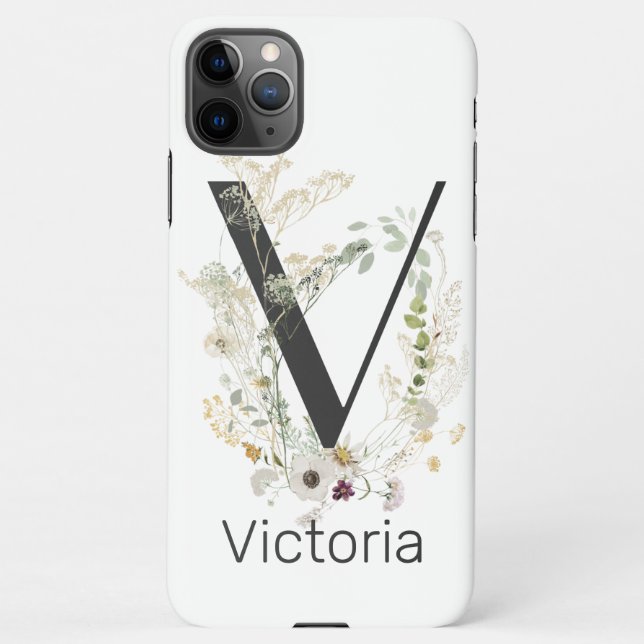 Initial V With Soft colour flower Custom  iPhone Case (Back)