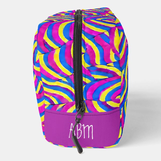 Initial Vibrant purple Cute abstract pattern Boho Dopp Kit (Right)