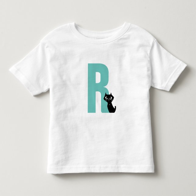Initial w/ black cat toddler T-Shirt (Front)