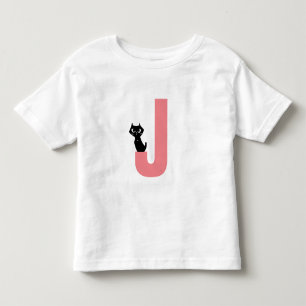 Initial w/ black cat toddler T-Shirt