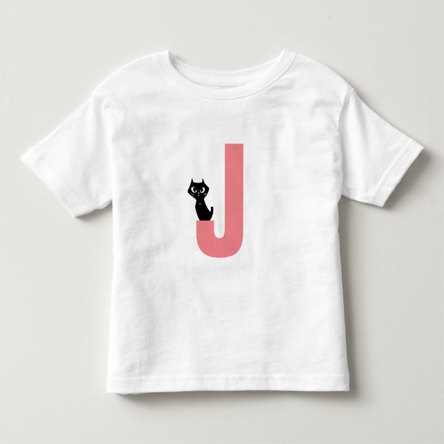 Initial w/ black cat toddler T-Shirt (Front)