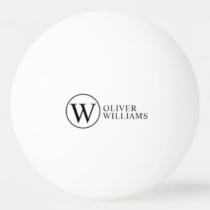 Initial W (editable) Circle Monogram Ping Pong Ball