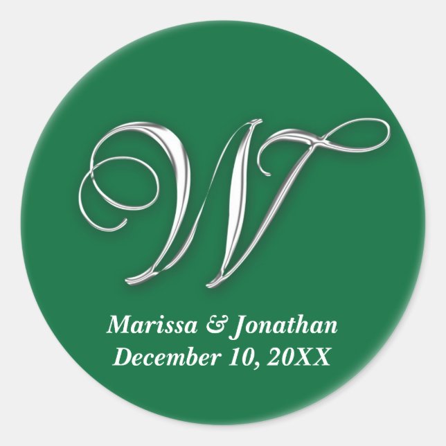 Initial W green monogram custom name favour seal (Front)