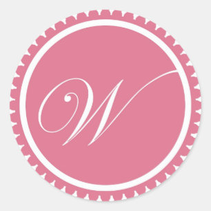 Initial W princess pink monogram seal party favour