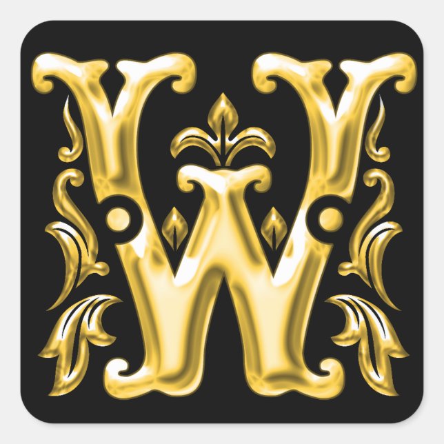 Initial W Sticker in Gold (Front)