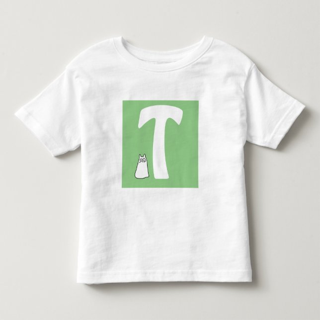 Initial w/ watching cat funny toddler T-Shirt (Front)