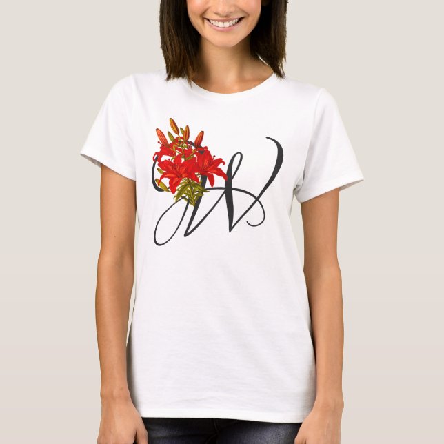 Initial W, Wood Lily T-Shirt (Front)