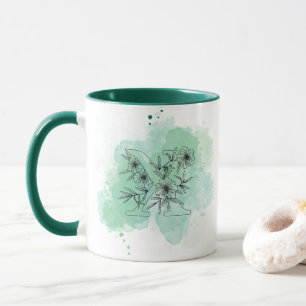 Initial X Watercolor Monogram Green Botanical Mug