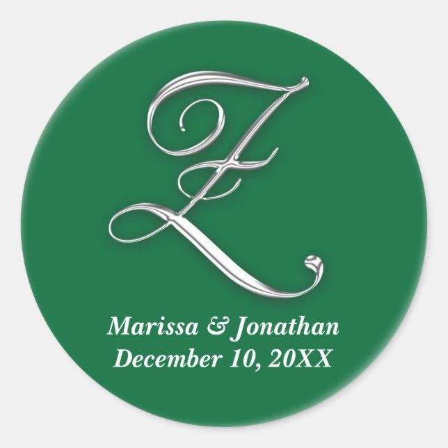 Initial Z green monogram custom name favour seal (Front)