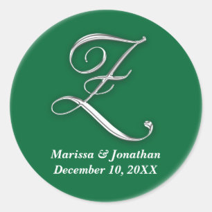 Initial Z green monogram custom name favour seal