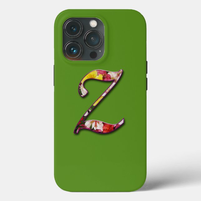 Initial Z Monogram in Floral Design Case-Mate iPhone Case (Back)