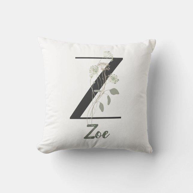 Initial Z With Soft colour flower  Cushion (Front)
