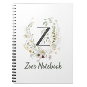 Initial Z With Soft colour flower Notebook