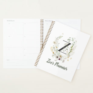Initial Z With Soft colour flower  Planner