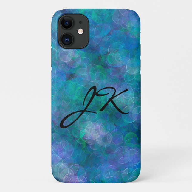 Initialled Blue Bokeh Abstract Digital Art   Case-Mate iPhone Case (Back)