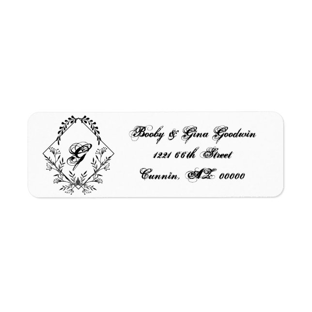 Initialled Emblem Return Address Labels (Front)