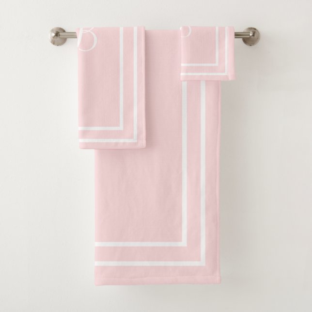Initialled powder pink Towel set (Insitu)