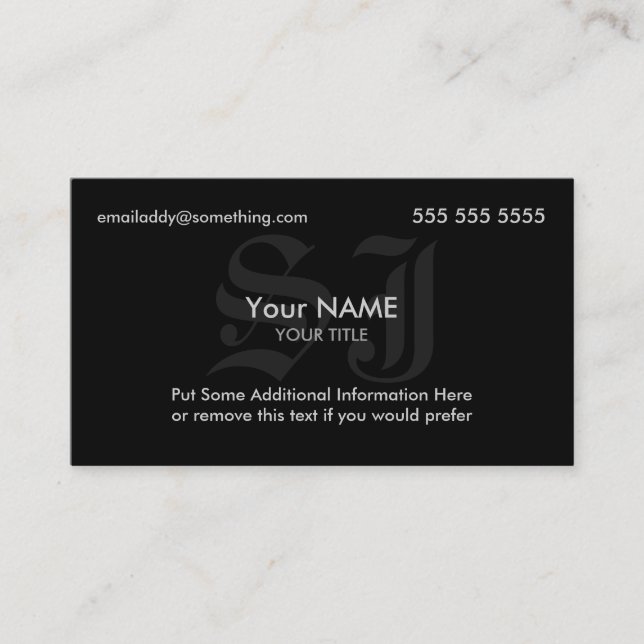 Initials Black Business Card (Front)