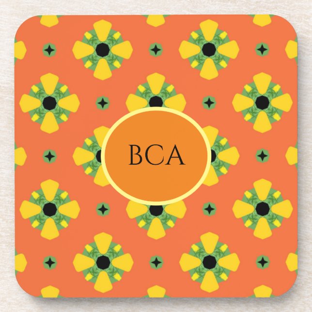INITIALS Bright Birthday or Anniversary Gift  Coaster (Front)